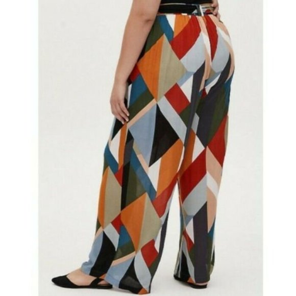 torrid Pants - NWOT Torrid Multi Geo Gauze Self Tie Wide Leg Pants Size 2x (8-12)